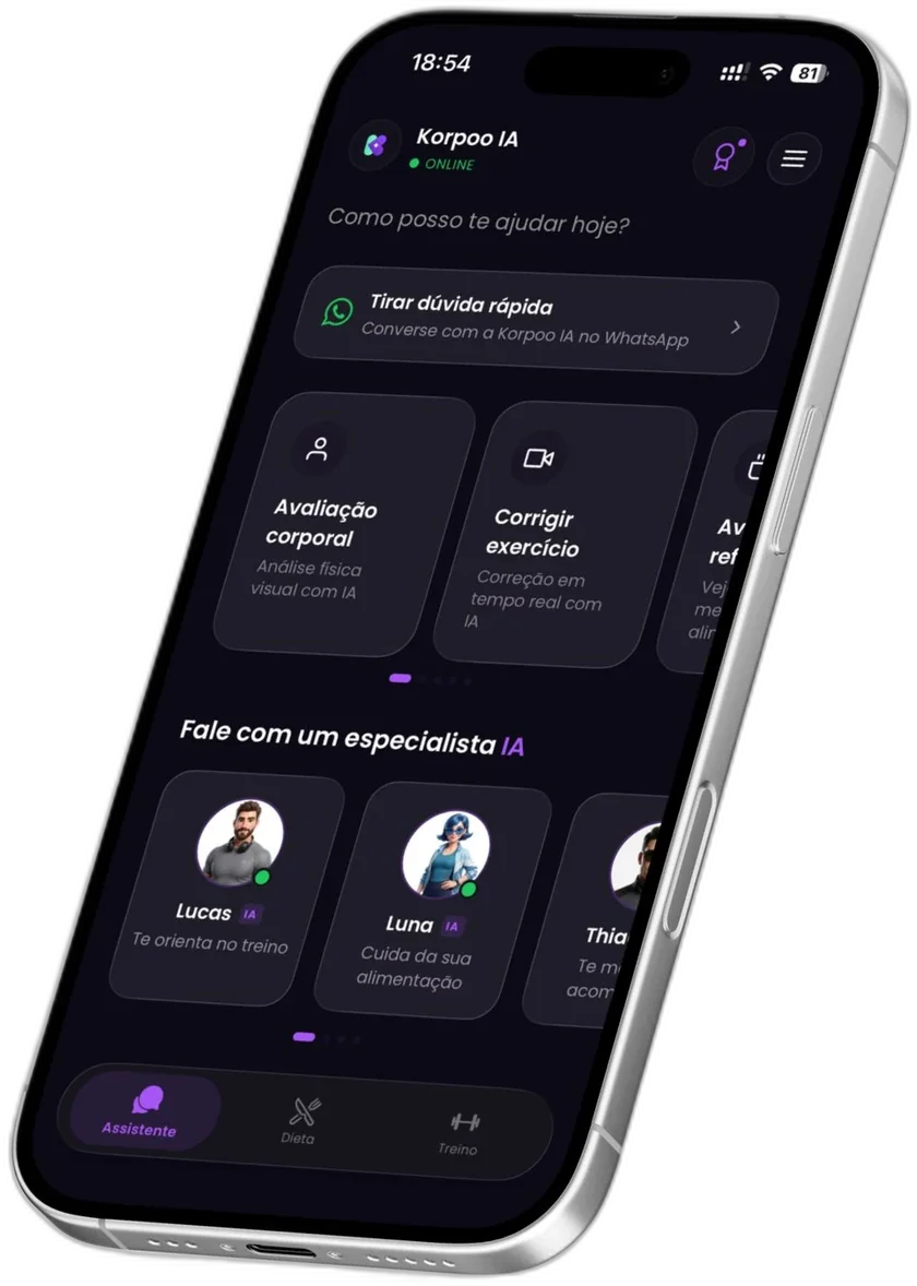 Aplicativo da Korpoo com agentes de IA disponíveis 24h